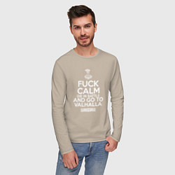 Лонгслив хлопковый мужской Fuck Calm Die in Battle, цвет: миндальный — фото 2