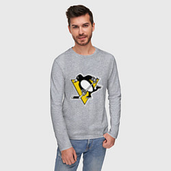 Лонгслив хлопковый мужской Pittsburgh Penguins: Malkin 71, цвет: меланж — фото 2