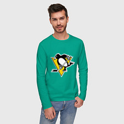 Лонгслив хлопковый мужской Pittsburgh Penguins: Malkin 71 цвета зеленый — фото 2