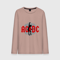 Лонгслив хлопковый мужской AC/DC: Angus Young, цвет: пыльно-розовый