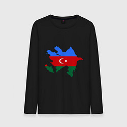 Лонгслив хлопковый мужской Azerbaijan map, цвет: черный