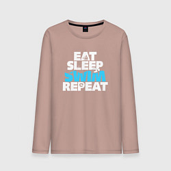Лонгслив хлопковый мужской Eat sleep swim repeat, цвет: пыльно-розовый
