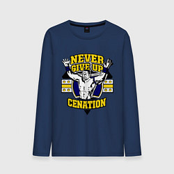 Лонгслив хлопковый мужской Never Give Up: Cenation, цвет: тёмно-синий