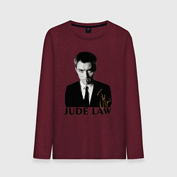 Лонгслив хлопковый мужской Jude Law, цвет: меланж-бордовый
