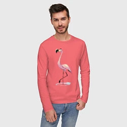 Лонгслив хлопковый мужской Гордый фламинго, цвет: коралловый — фото 2