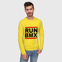 Лонгслив хлопковый мужской RUN BMX цвета желтый — фото 2