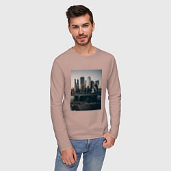Лонгслив хлопковый мужской Moscow City, цвет: пыльно-розовый — фото 2