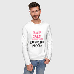 Лонгслив хлопковый мужской Keep Calm & Listen Depeche Mode, цвет: белый — фото 2