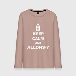 Лонгслив хлопковый мужской Keep Calm & Allons-Y, цвет: пыльно-розовый