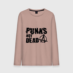 Лонгслив хлопковый мужской Punks not dead, цвет: пыльно-розовый