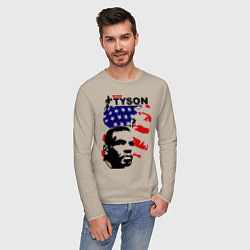 Лонгслив хлопковый мужской Mike Tyson: USA Boxing цвета миндальный — фото 2