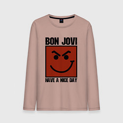 Лонгслив хлопковый мужской Bon Jovi: Have a nice day, цвет: пыльно-розовый