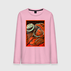Лонгслив хлопковый мужской Гагарин в иллюминаторе, цвет: светло-розовый