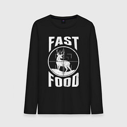 Лонгслив хлопковый мужской FAST FOOD олень в прицеле, цвет: черный