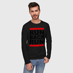 Лонгслив хлопковый мужской Run Вася Run, цвет: черный — фото 2
