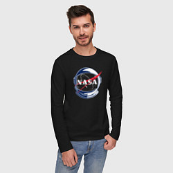Лонгслив хлопковый мужской NASA, цвет: черный — фото 2