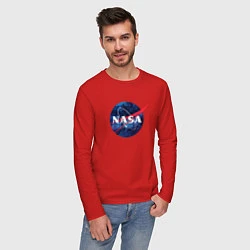 Лонгслив хлопковый мужской NASA: Cosmic Logo, цвет: красный — фото 2