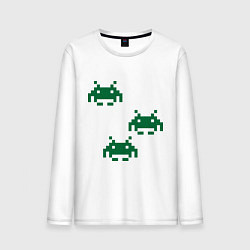 Лонгслив хлопковый мужской Space invaders 8 bit, цвет: белый