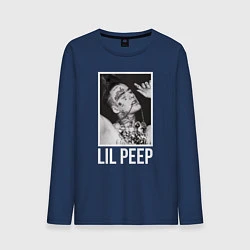 Лонгслив хлопковый мужской Lil Peep: White Style, цвет: тёмно-синий