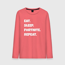 Лонгслив хлопковый мужской Eat Sleep Fortnite Repeat, цвет: коралловый