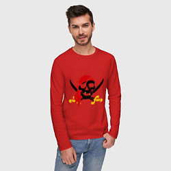 Лонгслив хлопковый мужской Пиратская футболка, цвет: красный — фото 2
