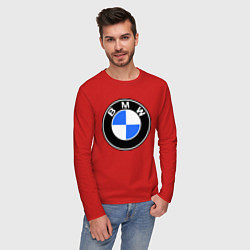 Лонгслив хлопковый мужской Logo BMW, цвет: красный — фото 2