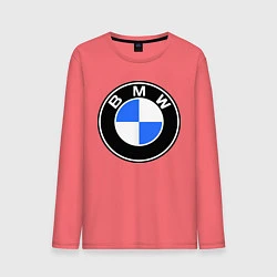 Лонгслив хлопковый мужской Logo BMW, цвет: коралловый