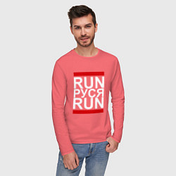 Лонгслив хлопковый мужской Run Руся Run, цвет: коралловый — фото 2