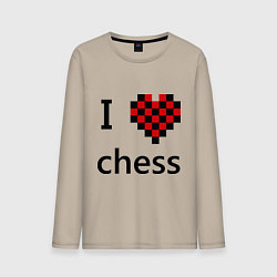 Лонгслив хлопковый мужской I love chess, цвет: миндальный