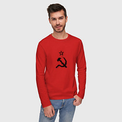 Лонгслив хлопковый мужской СССР: Серп и молот, цвет: красный — фото 2