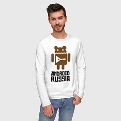 Лонгслив хлопковый мужской Android Russia, цвет: белый — фото 2