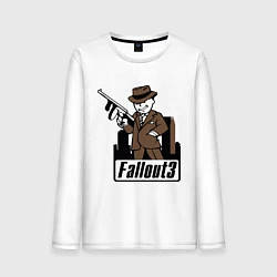 Лонгслив хлопковый мужской Fallout Man with gun, цвет: белый