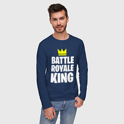 Лонгслив хлопковый мужской Battle Royale King, цвет: тёмно-синий — фото 2