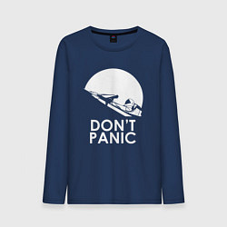 Лонгслив хлопковый мужской Elon: Don't Panic, цвет: тёмно-синий
