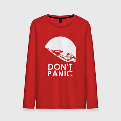 Лонгслив хлопковый мужской Elon: Don't Panic, цвет: красный