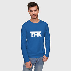 Лонгслив хлопковый мужской TFK: White Logo цвета синий — фото 2