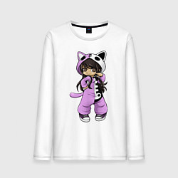 Лонгслив хлопковый мужской Aphmau as a Cat, цвет: белый