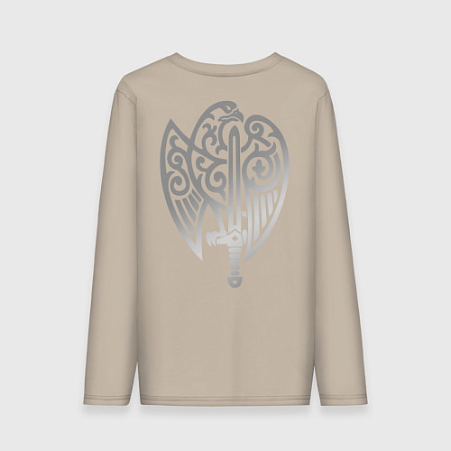 Мужской лонгслив Звезда Сварога: серебро / Миндальный – фото 2