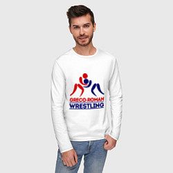 Лонгслив хлопковый мужской Greco-roman wrestling, цвет: белый — фото 2