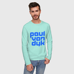 Лонгслив хлопковый мужской Paul van Dyk: Filled цвета мятный — фото 2