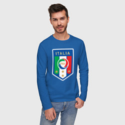 Лонгслив хлопковый мужской Italia FIGC цвета синий — фото 2