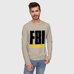 Лонгслив хлопковый мужской FBI: Cyber Crime цвета миндальный — фото 2