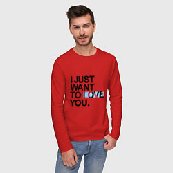 Лонгслив хлопковый мужской I just want to love you, цвет: красный — фото 2