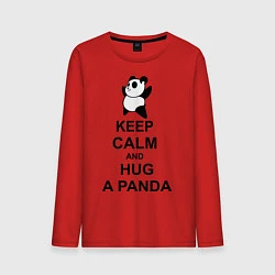 Лонгслив хлопковый мужской Keep Calm & Hug A Panda, цвет: красный