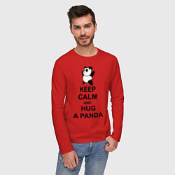 Лонгслив хлопковый мужской Keep Calm & Hug A Panda, цвет: красный — фото 2