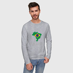 Лонгслив хлопковый мужской Brazil Country, цвет: меланж — фото 2