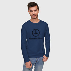 Лонгслив хлопковый мужской Logo Mercedes-Benz цвета тёмно-синий — фото 2