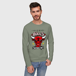 Лонгслив хлопковый мужской Chicago Bulls est. 1966, цвет: авокадо — фото 2