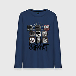 Лонгслив хлопковый мужской Slipknot Masks, цвет: тёмно-синий