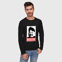 Лонгслив хлопковый мужской BOOM: Kim Chen Eun, цвет: черный — фото 2